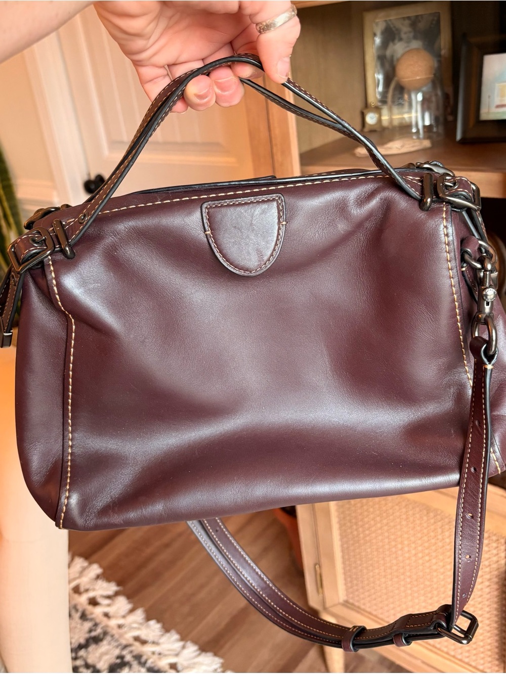 Coach Burgundy Leather Satchel Crossbody Bag